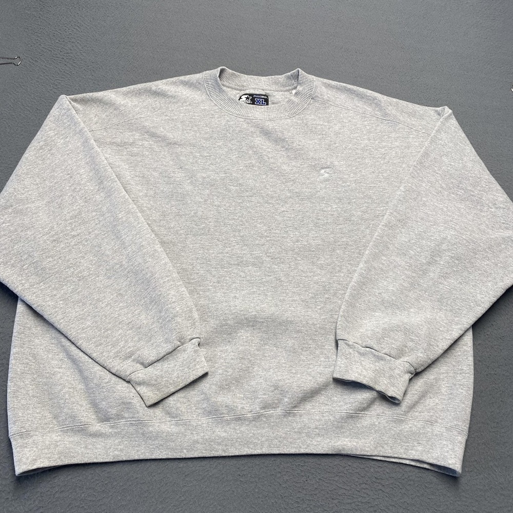 VTG Starter Sweatshirt Mens XL‎ Gray Fleece Crewneck Pullover Embroidered y2k